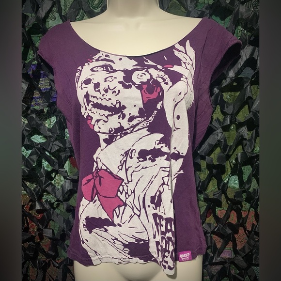 Retro Limited Edition Creep Street Girly Zombie Top in Purple - Picture 1 of 4